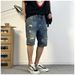 Denim Shorts For Men In Summer, Thin Cut, Ripped, Versatile, Slim Fit, Straight Leg, Trendy Korean Version, Five Point_mkmklike.com
