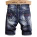 Men’s Ripped Denim Shorts – American Streetwear Style, Slim Fit, Distressed Five-Point Design (Navy Blue/Black, S-2XL)_mkmklike.com