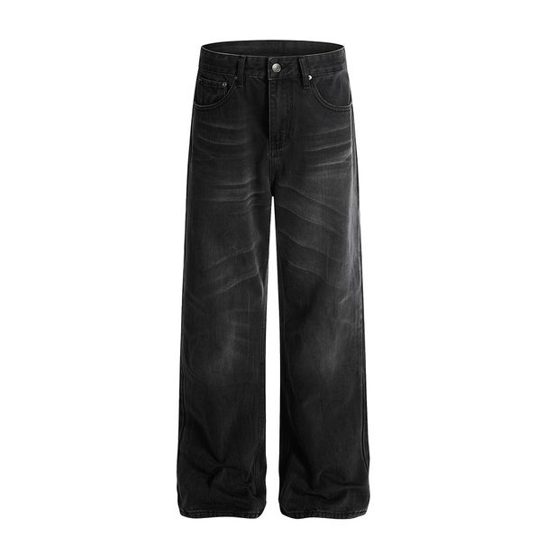 Punk Distressed Washed Vintage Jeans Men's High Street Fashion Brand Design Loose Casual Straight Pants_mkmklike.com