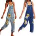 Women’s Printed Denim Overalls – Vintage Floral Jumpsuit With Adjustable Straps (S-3XL, Dark Blue/Pink/Light Blue)_mkmklike.com