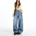 Retro Washed Wide Leg Cargo Jeans For Women Floor Length Pants With Side Pocket Design American Style Autumn New_mkmklike.com