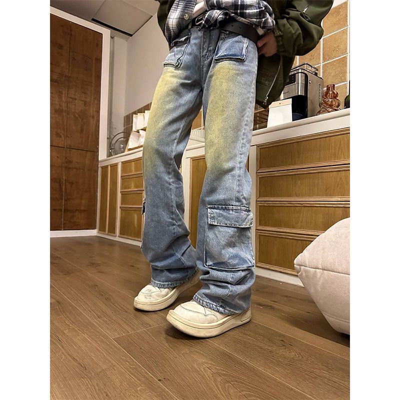 Nordmann American Style Multi-Pocket Jeans For Men New Design Sense Niche High Street Trendy Brand Loose Straight Casual_mkmklike.com