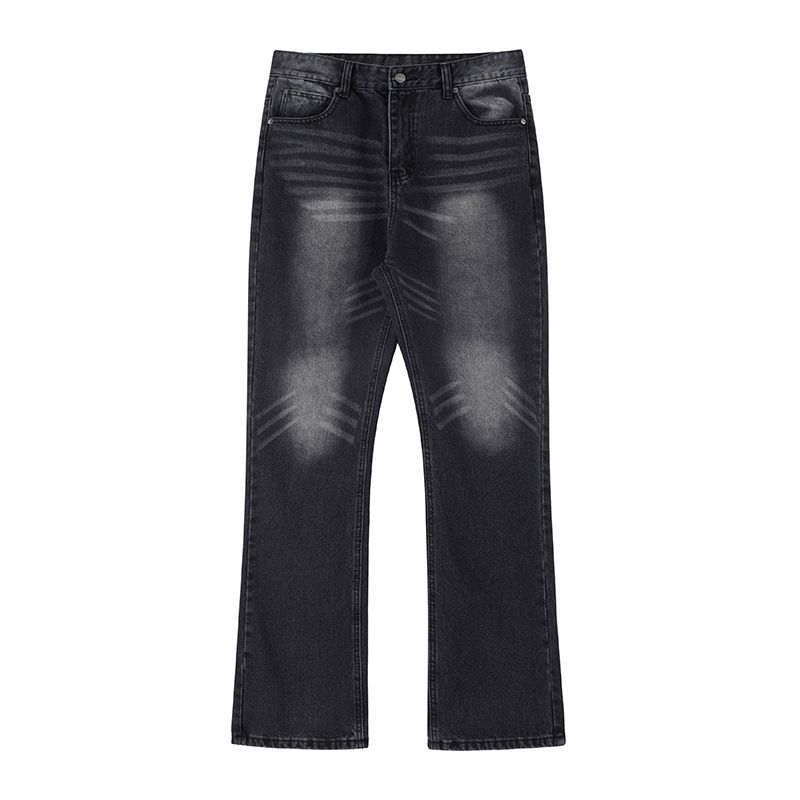 Men's Clothing | Cleanfit Water Ripple Retro Washed Distressed Loose Flared Jeans Trousers For Men And Women_mkmklike.com