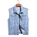 Men's Clothing Denim Vest Sleeveless Worn Denim Various Colors Trendy Casual Denim Jacket_mkmklike.com