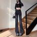 Retro Hong Kong Style Stretch Flared Jeans For Women 2025 New Model Petite High-Waisted Slim Fit Versatile Plus Size_mkmklike.com