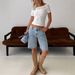 Women's Retro Distressed Mid Waist Shorts Denim Frayed Hem Street Style Loose Fit New_mkmklike.com