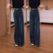 ELLE Fashionable Straight-Leg Jeans For Women, Autumn And Winter Hot Style, Fleece-Lined, Thickened, Loose Design, Slimming_mkmklike.com