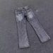 Black & Gray Cleanfit Flared Jeans 517 Self-Made Washed Distressed Snowflake Marble Pattern mid Waist Straight Pants_mkmklike.com