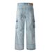 Punk Washed Workwear Jeans For Men, Vibe Trendy Multi-Pocket Design, Deconstructed Patchwork, Distressed Straight-Leg_mkmklike.com