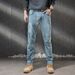 Men's Light Colored Trendy Summer Denim Jeans High End Straight Leg Slim Fit Stretch Skinny Casual Pants for Spring And Autumn_mkmklike.com