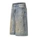 Men's Clothing Street Personality Ink Splash White Dot Distressed Wide Leg Jeans Washed Distressed Loose Embroidered Wide Leg Pants_mkmklike.com
