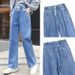 Women's Wide-Leg Jeans, New Spring Autumn Style, Elastic Waist, Loose Fit, Casual Straight Pants For And Junior High_mkmklike.com