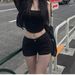 Natural Hip Enhancing Denim Shorts Korean Style Low Waisted Slimming Flattering Solid Color Versatile Hot Pants Summer 2024_mkmklike.com