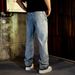 Men's Embellished Straight Leg Jeans | Rhinestone & Bead Detail Relaxed Fit Denim Pants For Big And Tall_mkmklike.com