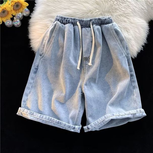 Men's Clothing Summer Elastic Waist Jeans Men's Shorts Trendy Loose Casual American Style Handsome Five Points Wholesale Cross Border Foreign Trade_mkmklike.com