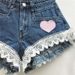 Women's Clothing Slim Stitching Lace Wide Leg A Line Raw Edge Denim Shorts Women's Hot Pants Trend_mkmklike.com