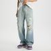 Men's Clothing Men's Ice Silk Ripped Jeans - Summer Breathable Straight Leg Pants, American Style Loose Fit Lyocell Wide Leg Trousers (Light Blue)_mkmklike.com
