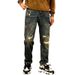 Men's Summer High-Waist Hip Hop Style Personalized Letter Print Jeans Handsome Trendy Streetwear Trousers_mkmklike.com
