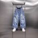 Men's Retro Distressed Jeans - Straight Leg Vintage Denim Pants With Faded Wash & Comfort Fit For Casual Wear_mkmklike.com