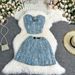 Women's Clothing Summer Pure Desire Hot Girl Sequin Design Denim Tube Top + Pleated Skirt Short Skirt Fashion Suit For Women_mkmklike.com