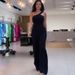 Women's Clothing summer new fashion slanted shoulder collar waist solid color wide leg jumpsuit for women_mkmklike.com