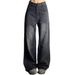 Plus Size High Waist Straight Leg Jeans For Women - Stretchy Comfort, Flattering Fit, Wide Leg & Loose Style, Black Grey_mkmklike.com