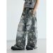 Spring And Autumn New Star Pattern Old Ripped Scimitar Pants Men And Women Retro Loose Casual Tooling Wide Leg Trousers Tide_mkmklike.com