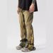 Retro High Street Vibe Men's Slim Straight Flared Jeans Washed Distressed Denim Pants for Spring And Autumn_mkmklike.com