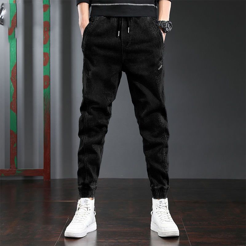 Men's Black Jeans Loose Fit Tapered Jogger Pants For Big & Tall Comfortable Hip Hop Streetwear Casual Harem Pants_mkmklike.com
