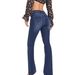 2025 Best-Seller: Women's Blue Flared Jeans, Versatile Slim-Fit Long Horseshoe Denim Pants For Women_mkmklike.com