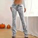 Women's mid Waist Slim Fit Flared Jeans Snowflake Wash Elastic Floor Length New European American Style 2026_mkmklike.com