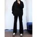 Pure Black Stretch Flared Jeans for Men High Street Style Vibe American Cleanfit Slim Fit Straight Leg Pants_mkmklike.com