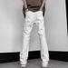 Men's White Flared Jeans – Trendy High-Street Fit, Slim Straight Leg Casual Denim Pants (S-XXXL)_mkmklike.com