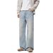 Men's Clothing & Archer0603 & Men's Light Blue Washed Blue Jeans, New Autumn Style, American Loose Straight Leg Pants_mkmklike.com