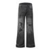 Washed Distressed Flared Jeans For Men, High Street American Style, Destroyed And Ripped, Loose Wide-Leg Pants, Trendy_mkmklike.com