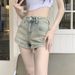 Women's High Waist Slim Straight Leg Denim Shorts Yellow Mud Color A-Line Super Short Hot Pants Summer Style S2023_mkmklike.com