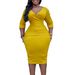 Women's Clothing women's V neck temperament hip hugging Tongle dress_mkmklike.com