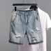 American Men's Denim Shorts Men's Trend Casual Straight Slim Elastic Men's Trend Jeans Men's_mkmklike.com