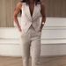 Women's new fashionable temperament simple vest suit long suit pants_mkmklike.com