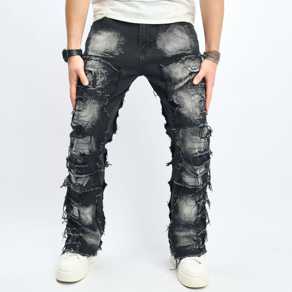 Men's Clothing New Retro Cat Whisker Casual Jeans Fashion High Street Design Straight Pants_mkmklike.com