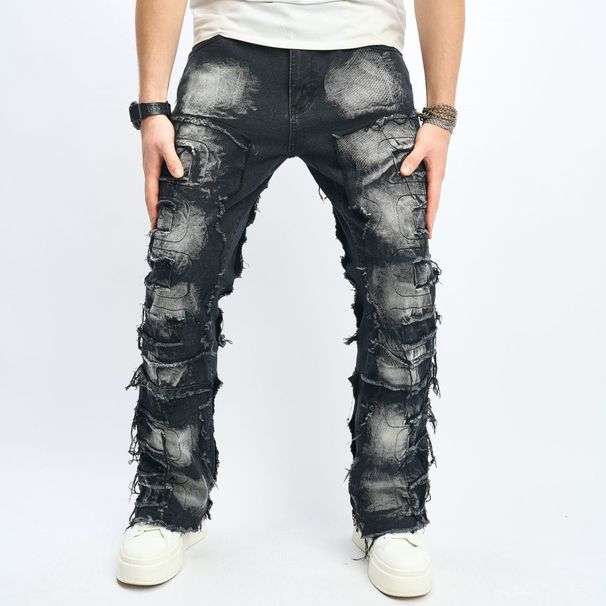 Men's Clothing New Retro Cat Whisker Casual Jeans Fashion High Street Design Straight Pants_mkmklike.com