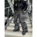 Men's Heavyweight Washed Denim Jeans – Double Waistband & Curved Blade Design, Loose Straight-Leg Streetwear Pants (Raw Indigo, S-3XL)_mkmklike.com