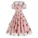 Women's Clothing mesh love Valentine's Day waist dress ladies retro dress _mkmklike.com