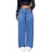 High-Waist Straight Leg Jeans For Women - Light Wash Relaxed Fit Wide Leg Denim Pants (S-5XL, Black, Blue, Grey)_mkmklike.com