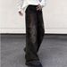 High Street American Style Dirty Dyed Washed Distressed Jeans For Men, Loose Straight Wide Leg Pants_mkmklike.com