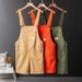 Pure Men's Workwear Jumpsuit With Straps, Summer Trendy Brand Khaki Shorts, Vintage Loose Fit Shorts For Men_mkmklike.com
