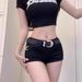 Trendy Girl Closet Plus Size European And American Style Hot Girl Black Y2K Denim Ultra Short Pants For Women Summer Low Waist Slimming_mkmklike.com