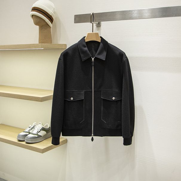 BUT Version Simple Business! Wool Blend Patchwork Sheepskin Collar Thickened Men's Jacket Coat_mkmklike.com