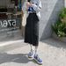 K Women's Mid Length Skirt With High Waist And Slimming A-line Skirt, New Denim Split Half Body Skirt_mkmklike.com