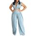 Women's Clothing Women's Jeans Suit Sexy Sleeveless Two Piece Loose Straight Summer_mkmklike.com